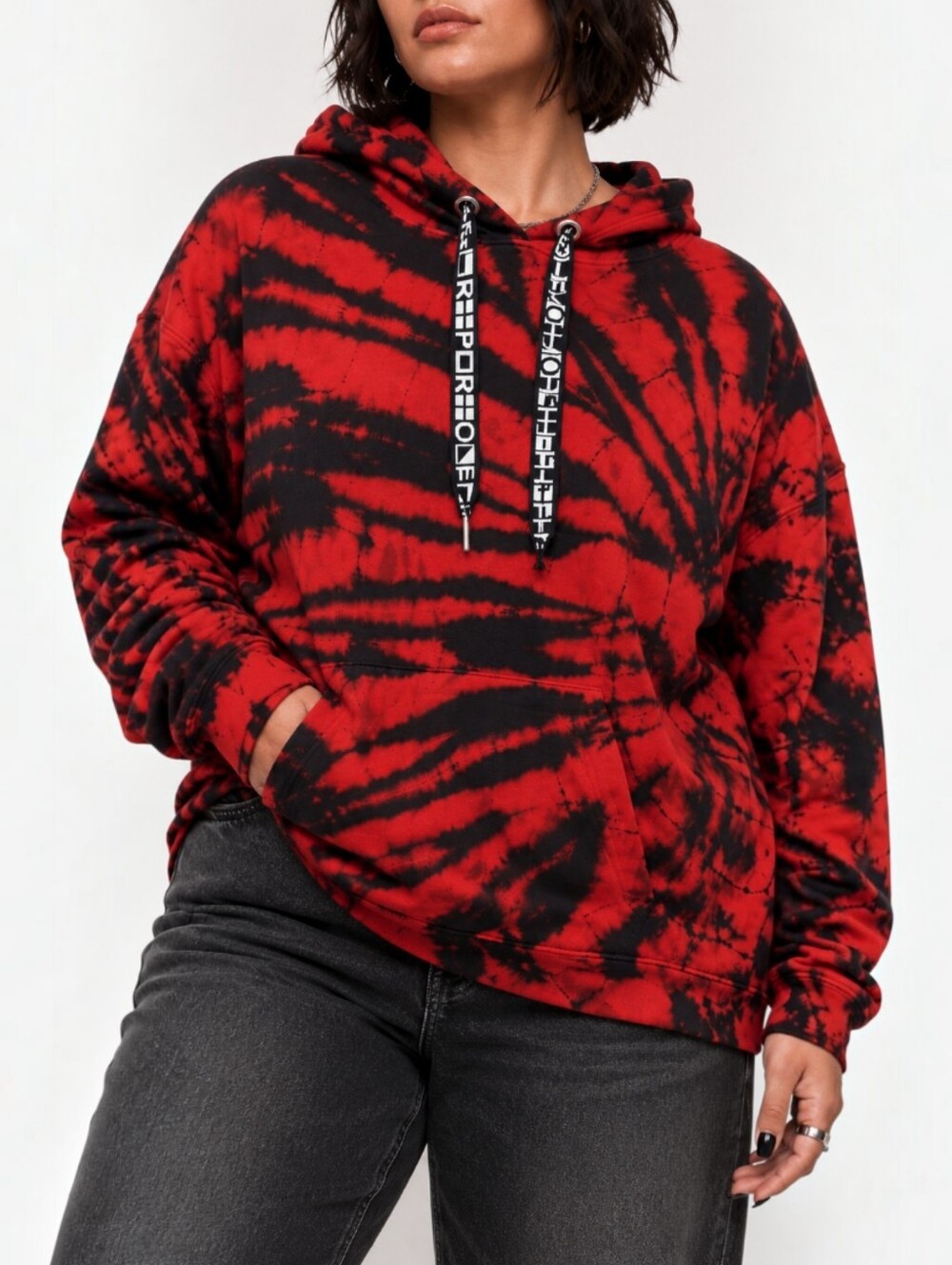 Proenza Schouler PSWL Red Black Tie Dye Oversized Hoodie USA Grunge Streetwear L